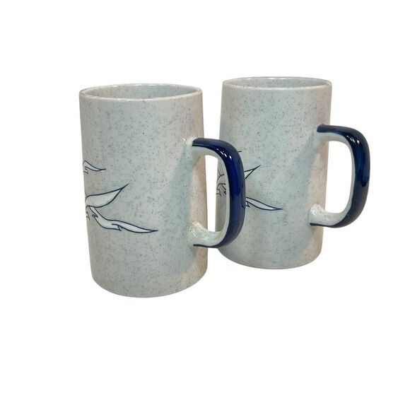 VTG 1970s Seagull Beach Coffee Mugs Smith Western Set of 2 MCM Japan 14 Oz - Picture 2 of 11
